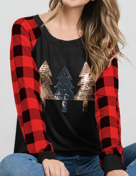 Christmas Tree Sequined Top