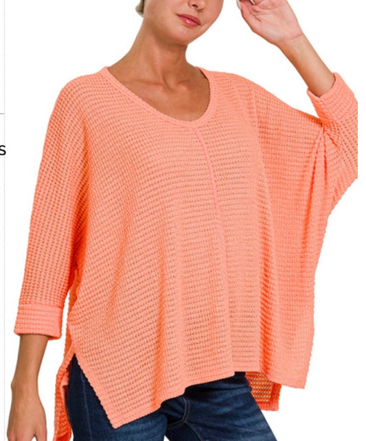 Coral 3/4 Sleeve Sweater